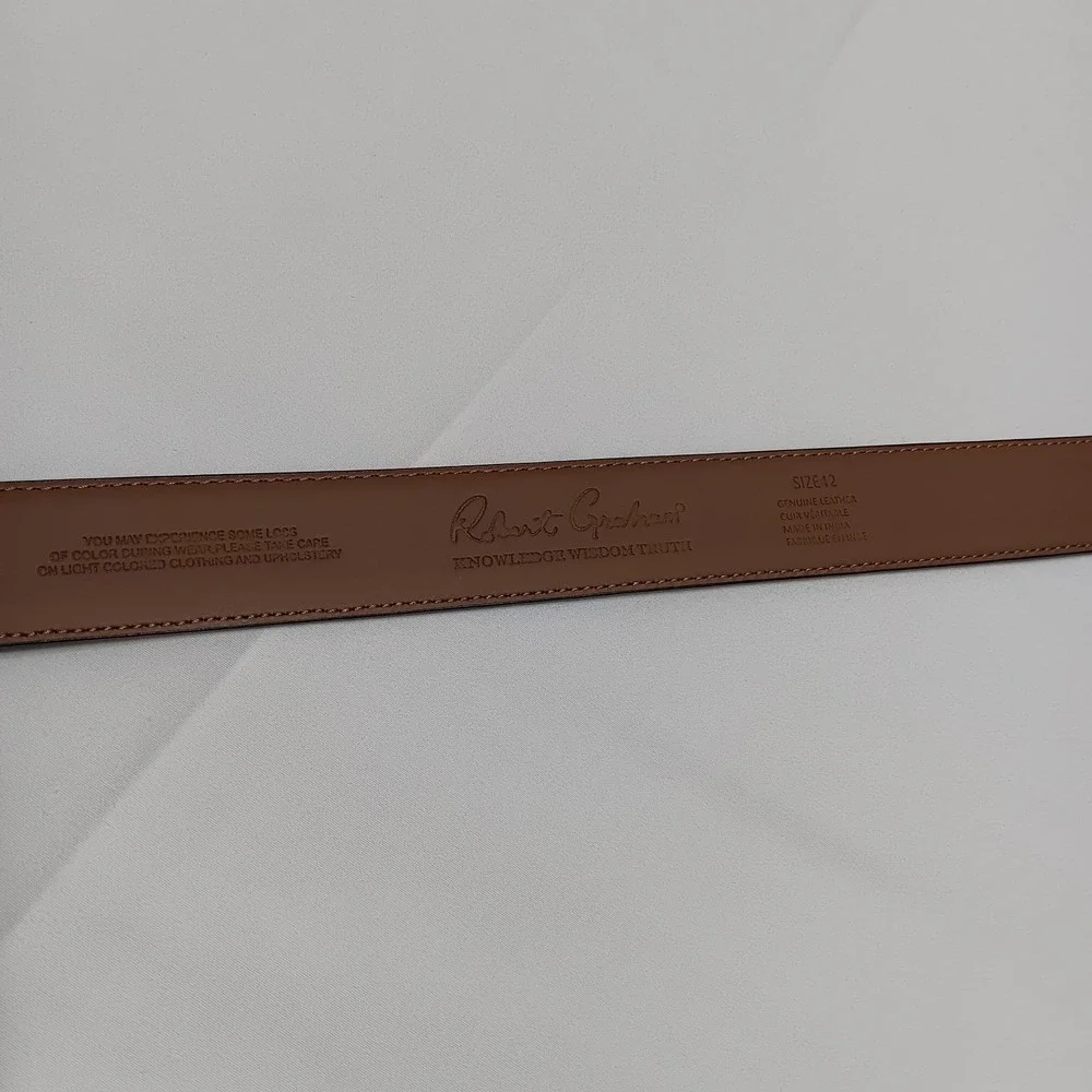 Robert Graham Men's Ripaso Black Genuine Leather Belt‎ Size 42